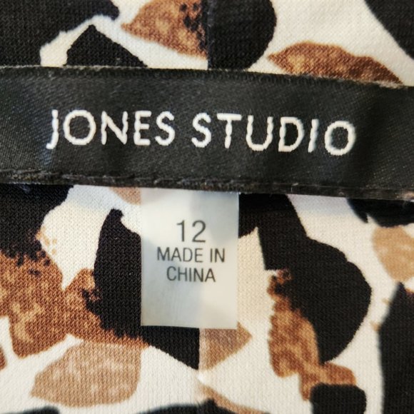 Jones Studio black and tan print dress size 12 - Picture 3 of 5